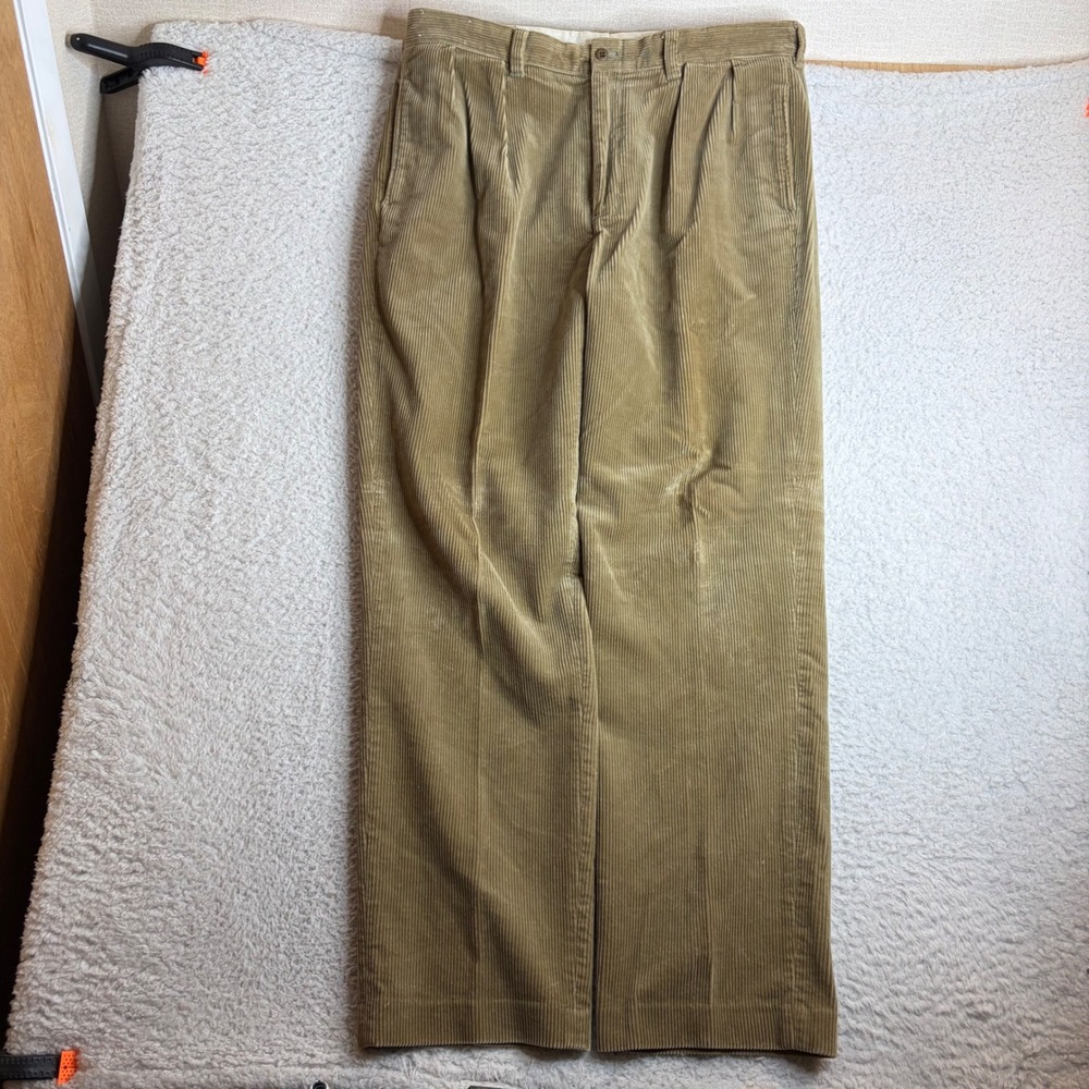 Polo Ralph Lauren Mens 38x34 (36x33) Tan Corduroy Double Pleated Loose Pants